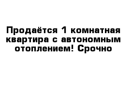 Продаётся 1-комнатная квартира с автономным отоплением! Срочно